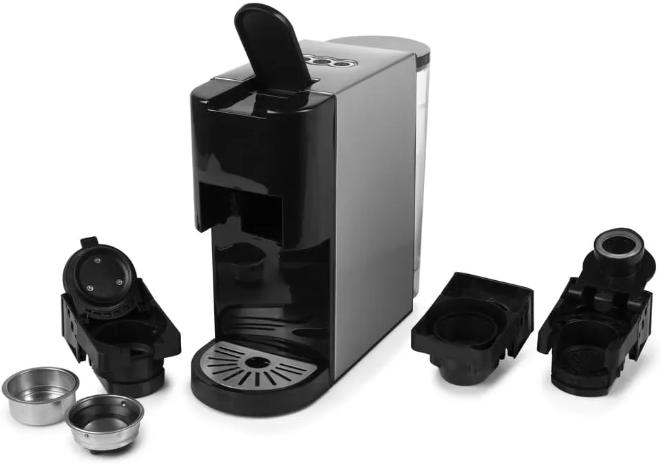 Bild von Princess 249450 Multikapsel-Kaffeemaschine 4-in-1 mit 1450 Watt in Schwarz und Silber, geeignet für Kapseln, Pads und gemahlenen Kaffee, BPA-frei