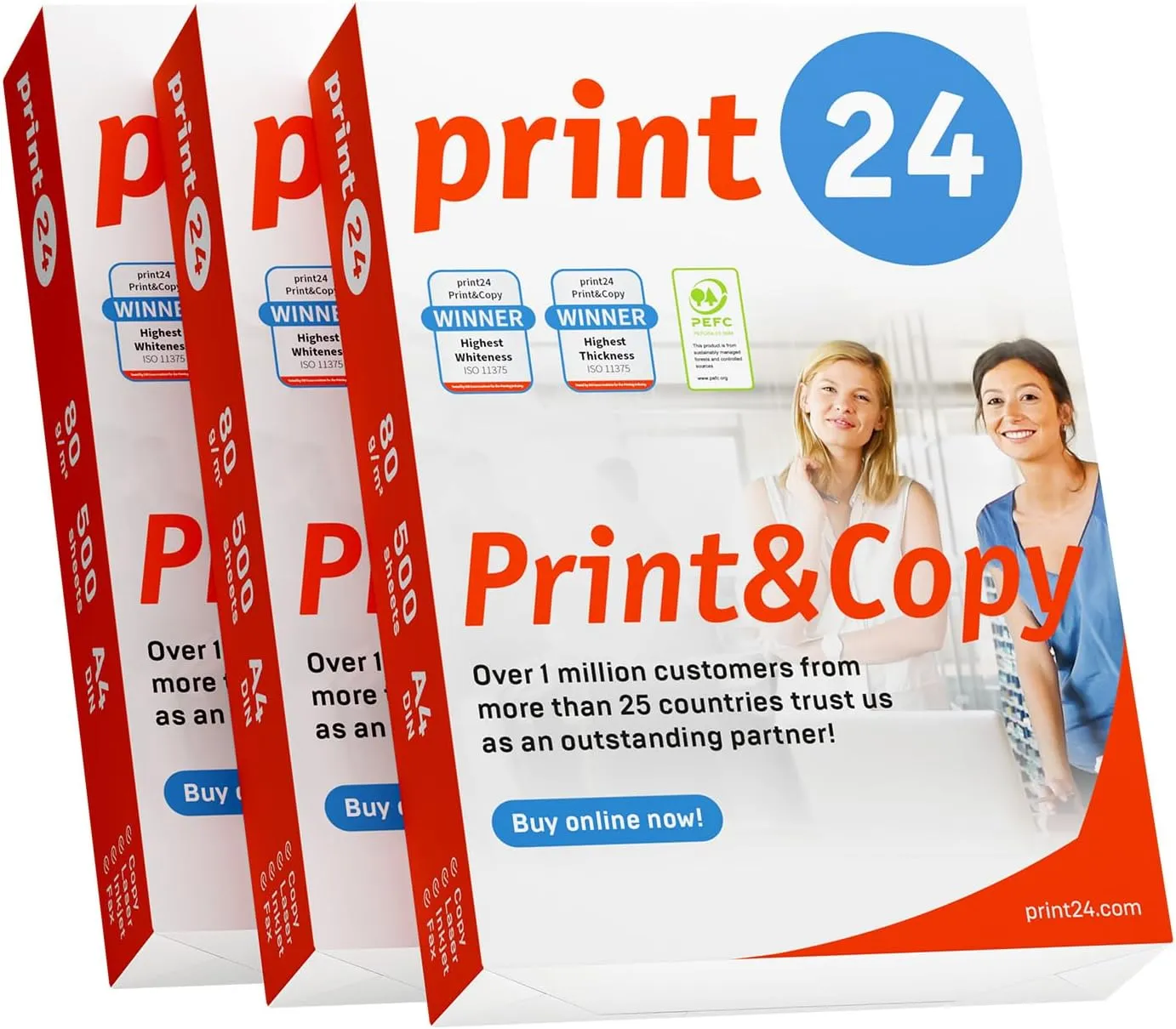Bild von print24 Druckerpapier 1500 Blatt A4 80g hochweiß PEFC zertifiziert
