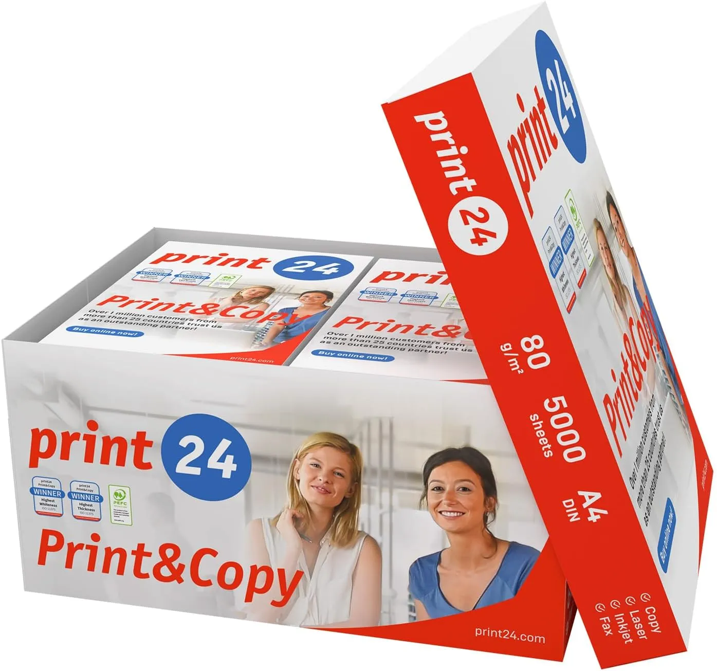 Bild von print24 Premium Druckerpapier A4 80g, 5000 Blatt, PEFC zertifiziert