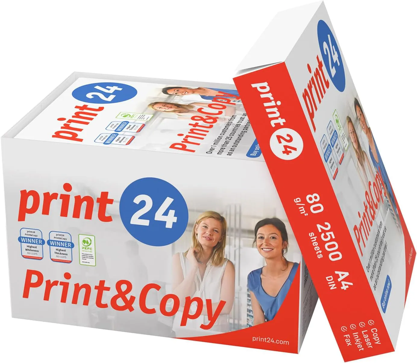 Bild von print24 Premium Kopierpapier 2500 Blatt A4 80g in Weiß, PEFC zertifiziert