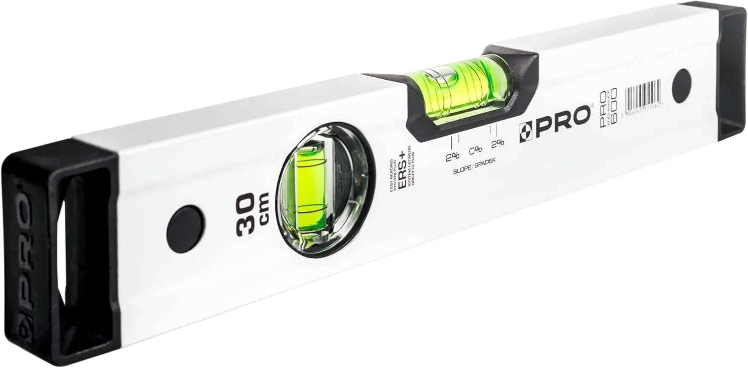 Bild von PRO600 Wasserwaage 30 cm mit 2 Prozent Gefälle und ergonomischem Profil in Weiß