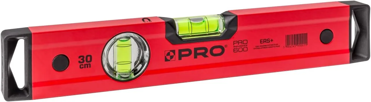 Bild von PRO600 Wasserwaage mit Magneten 30 cm in Rot, ergonomisches Profil und präzises Easy Reading System