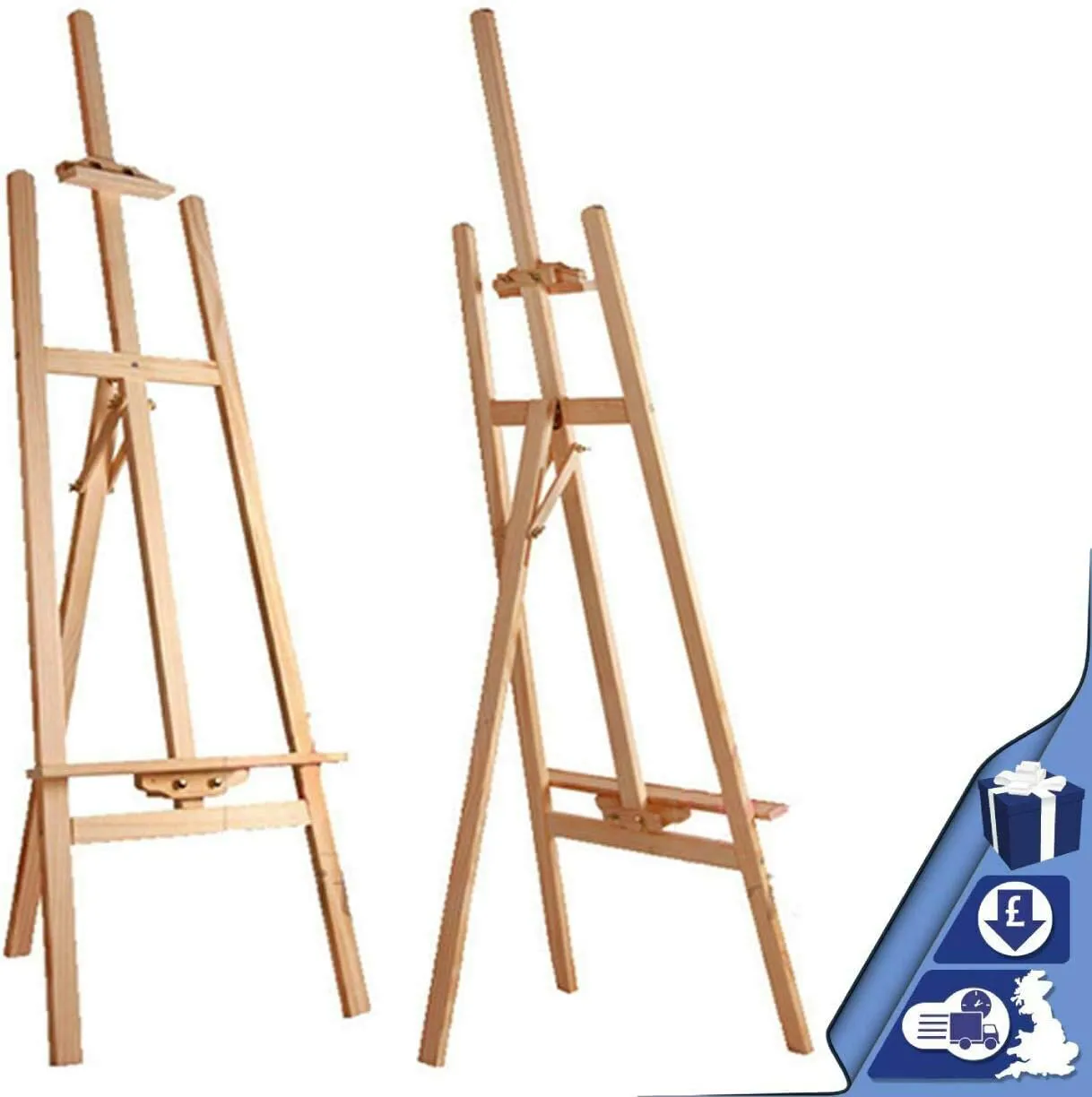 Bild von Professionelle A-Frame Künstler Staffelei aus Kiefernholz, höhenverstellbar
