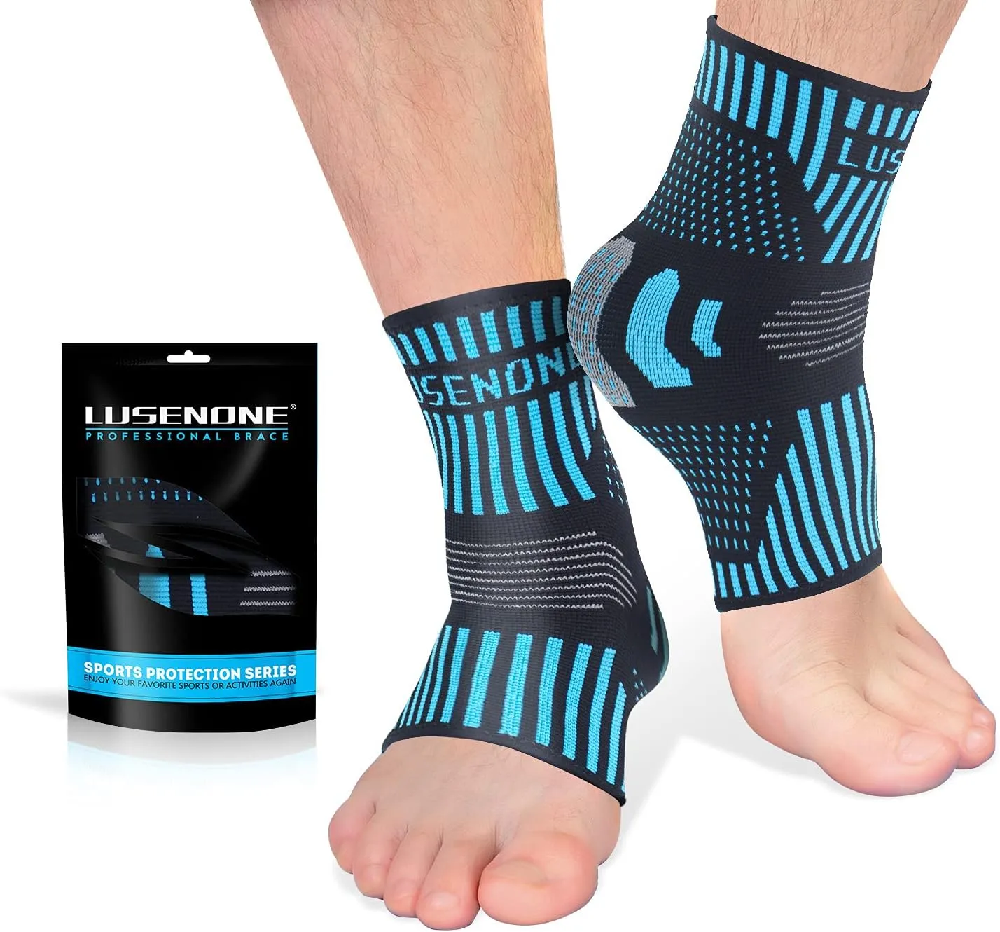 Bild von Professionelle Sprunggelenkbandage im 2er Set, atmungsaktive Kompressionssocken für Damen und Herren bei Plantarfasziitis, Arthritis und Verstauchungen