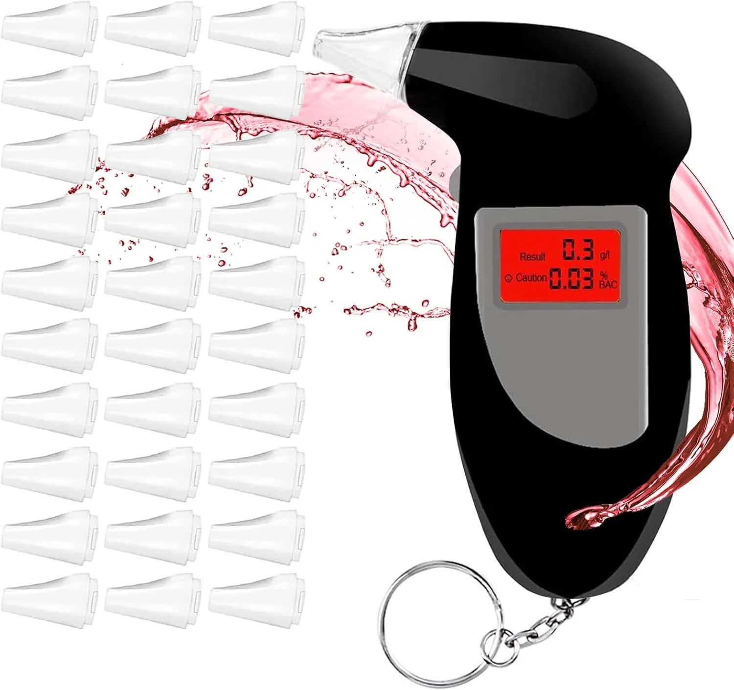 Bild von Professioneller tragbarer Alkoholtester mit 30 Mundstücken für privaten und professionellen Gebrauch