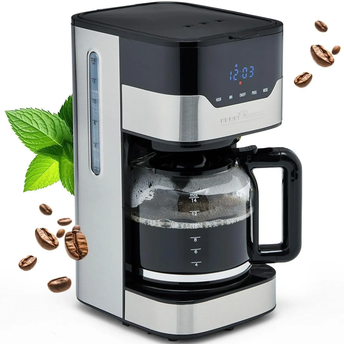 Bild von Profi Cook PC-KA 1169 Kaffeemaschine für 12-14 Tassen mit 3 Aromastufen und Sensor Touch-Bedienung im Edelstahlgehäuse