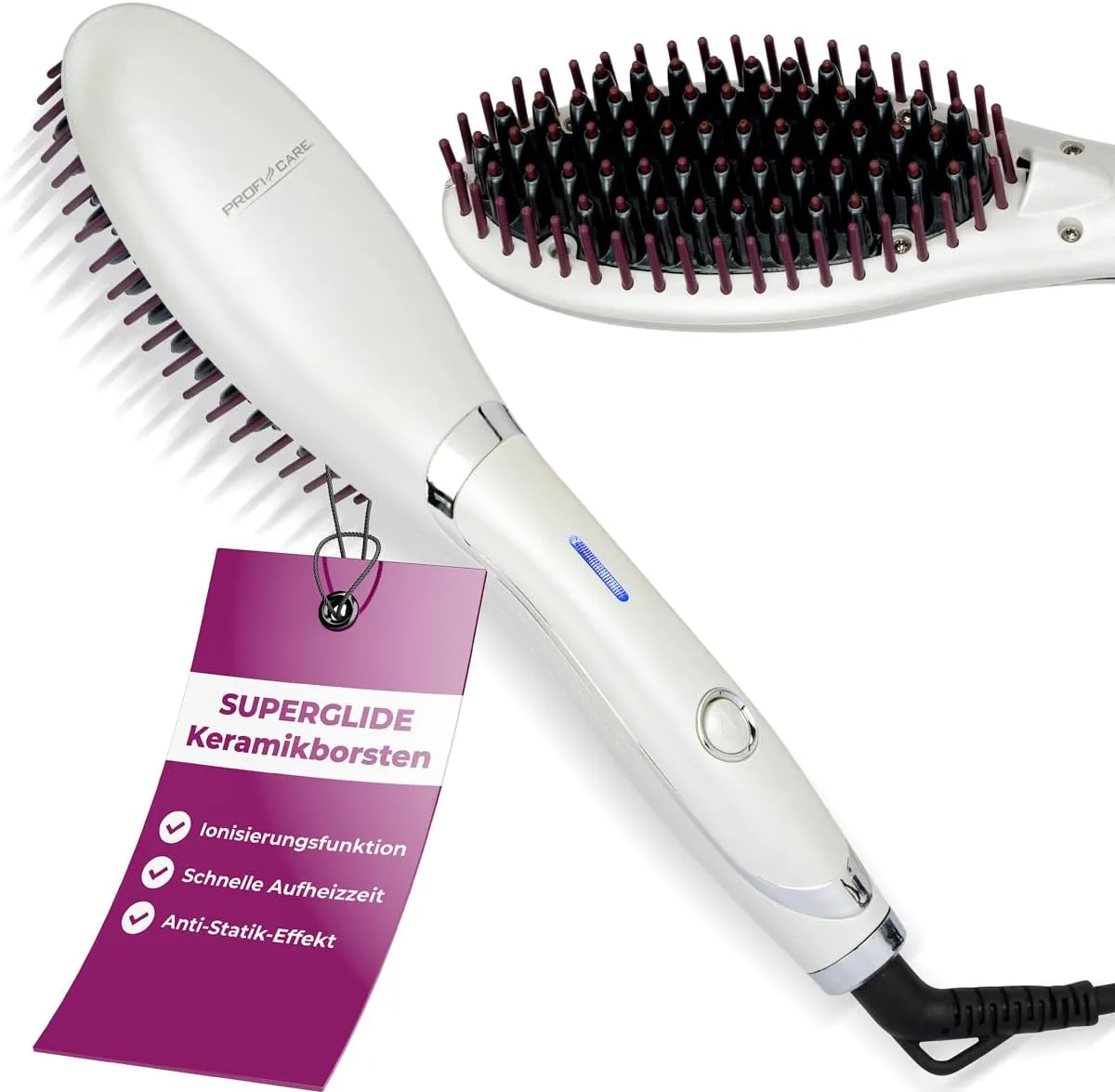 Bild von ProfiCare Hair Straightener PC-GB 3021 mit Glättbürste und Keramikborsten