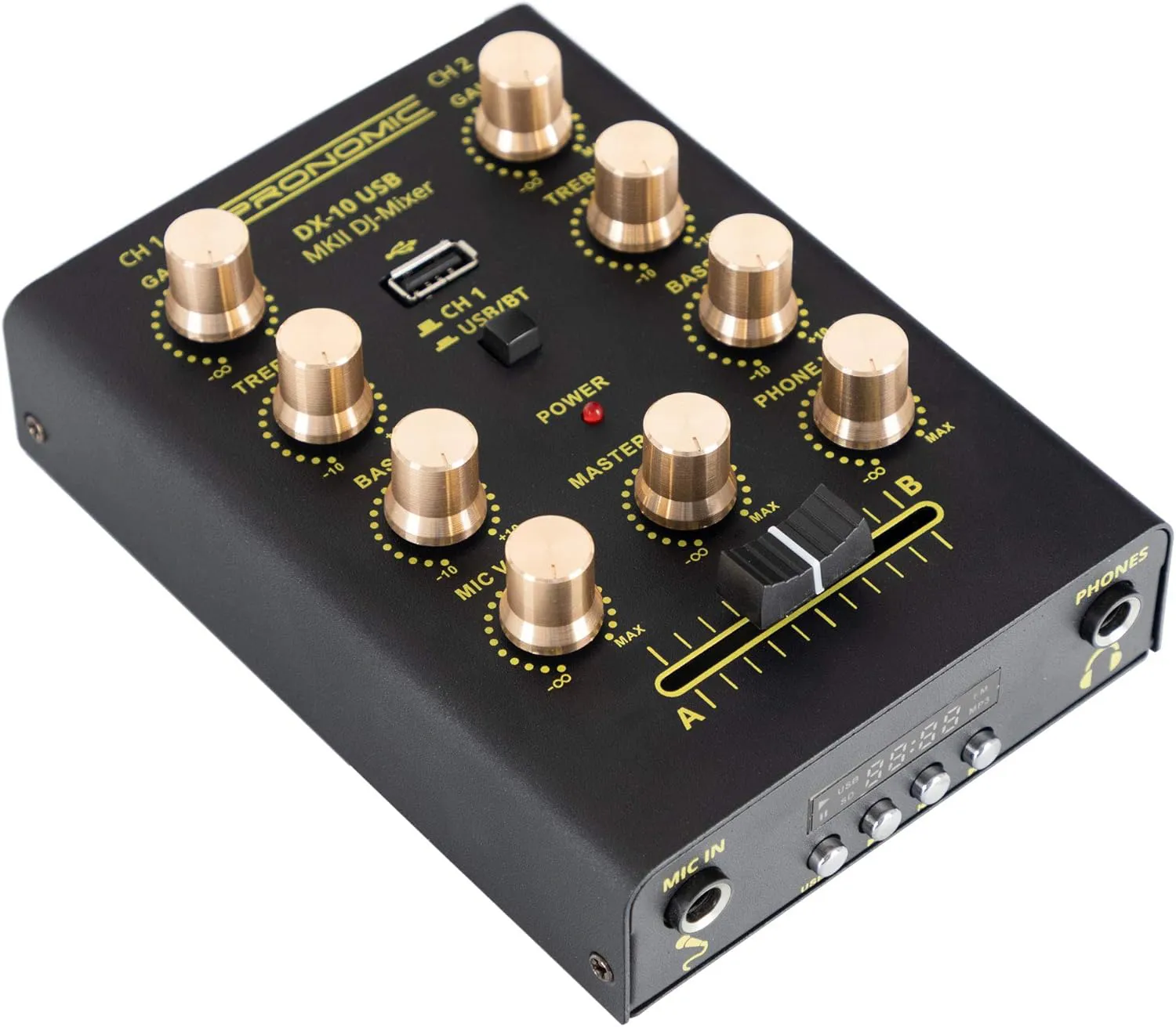 Bild von Pronomic DX-10 USB MKII DJ Mixer mit zwei Kanälen, Bluetooth, USB und Mikrofoneingang in Schwarz