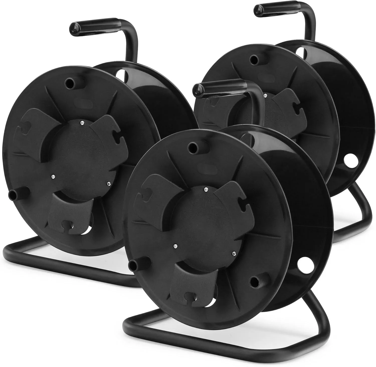 Bild von Pronomic KT-100 Kabeltrommel im 3er Set, leer und schwarz für Kabel, Draht, Seil oder Schlauch