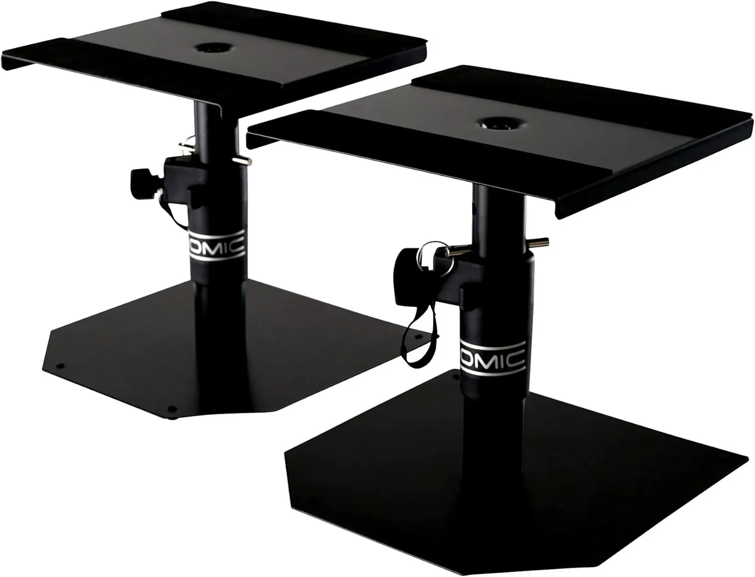 Bild von Pronomic SLS-15 Tischstative für Studiomonitore in Schwarz, höhenverstellbar von 18,5 cm bis 27,5 cm, mit Moosgummistreifen auf der Ablagefläche, im Set mit 2 Stativen.