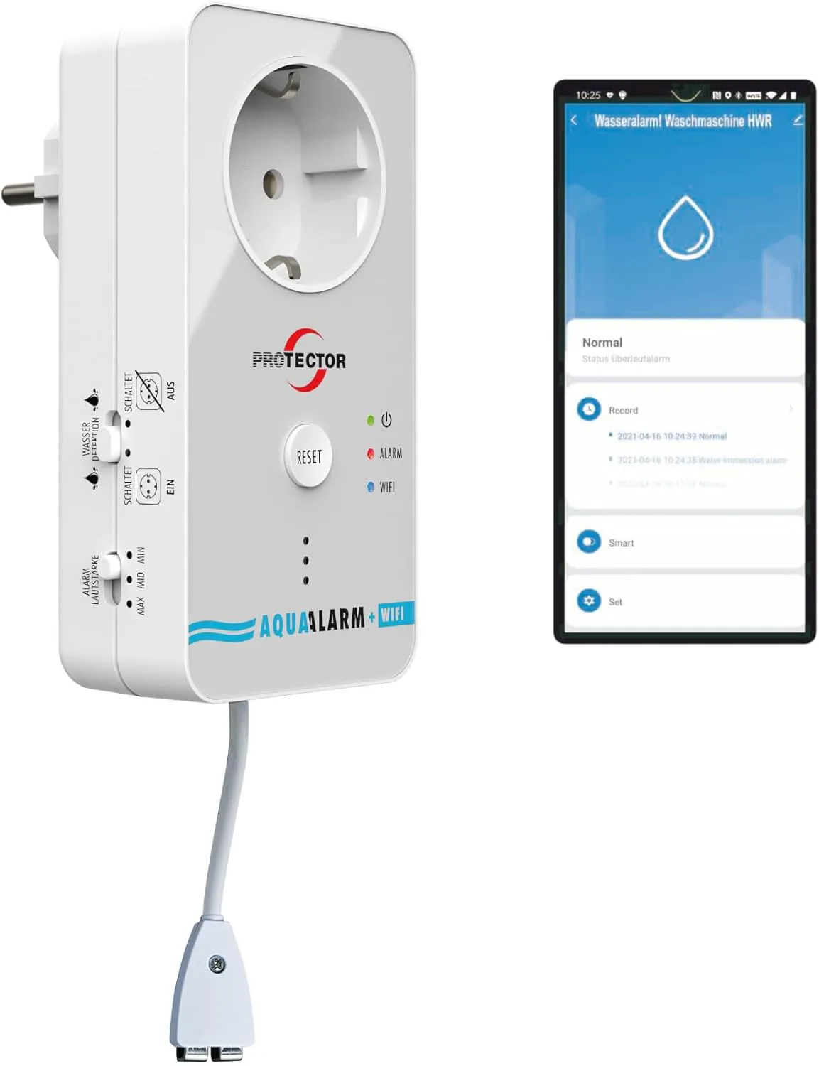 Bild von Protector WA-11 Wassermelder mit externem Sensor und Smartphone-App für Keller und Waschmaschine