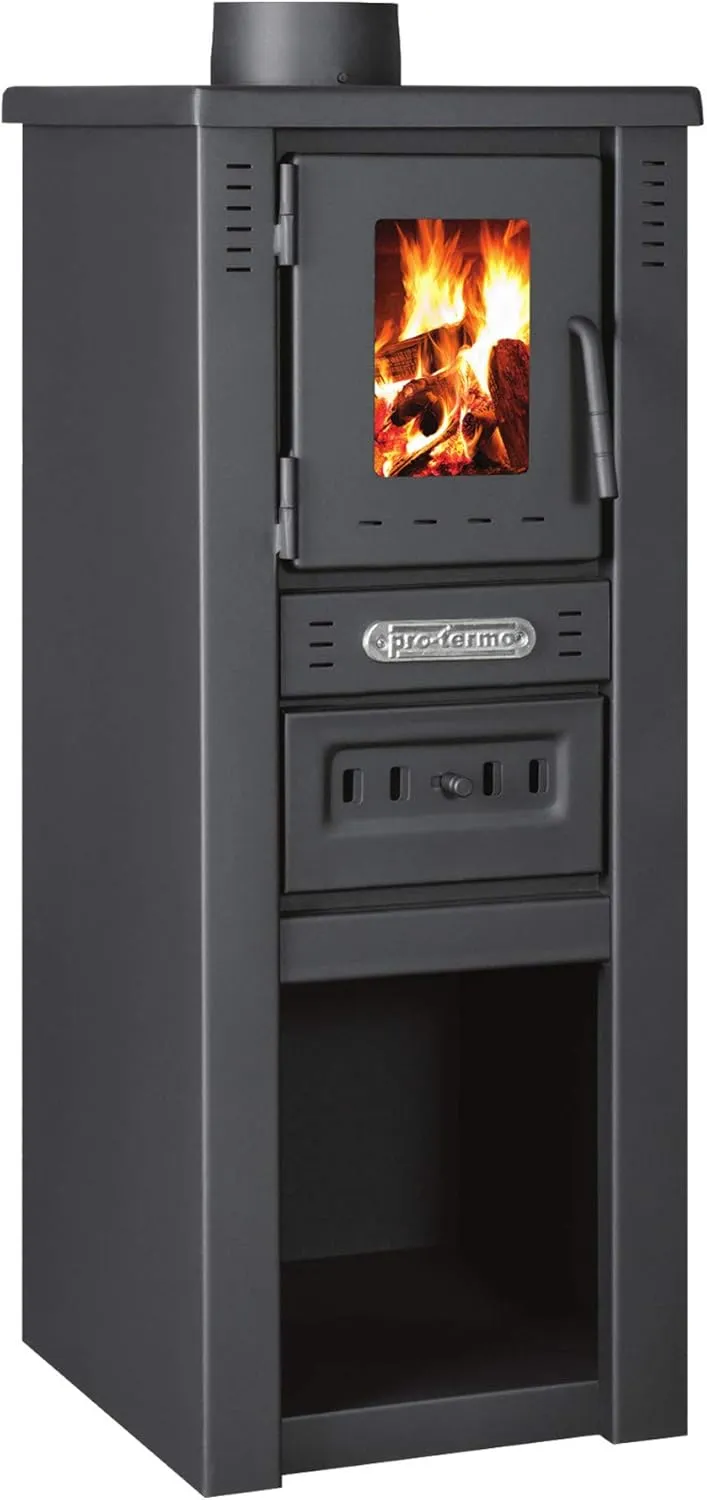 Bild von ProTermo Lava Basic Glass Kaminofen mit 6,5 kW Heizleistung und Sichtfenster, Maße 33x36x82 cm