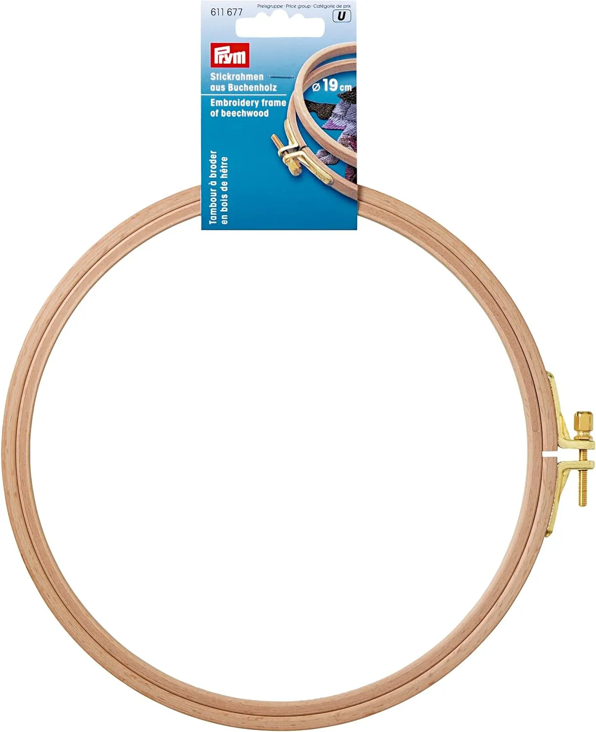 Bild von Prym Stickrahmen aus Buchenholz in Beige mit Messingschrauben, 0,8 x 19 cm, 1 Stück