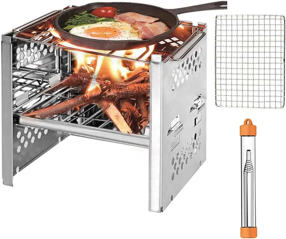 Bild von PSKOOK tragbarer Edelstahl Grill Gasbrenner für Outdoor Aktivitäten und Camping mit Pocket Bellow