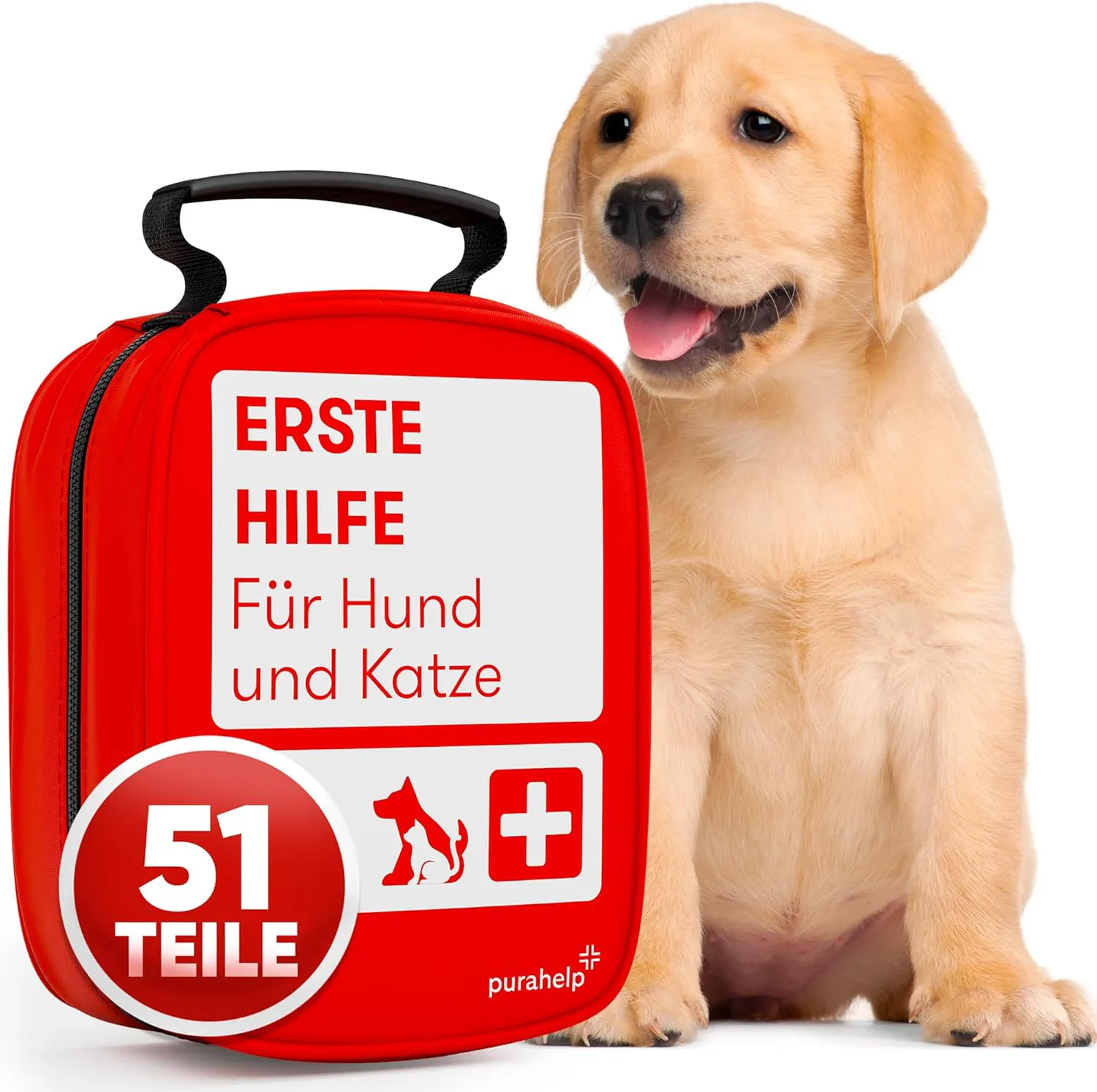 Bild von PURAHELP Erste Hilfe Set für Hunde und Katzen mit 51 Teilen inklusive Zeckenzange und Pinzette
