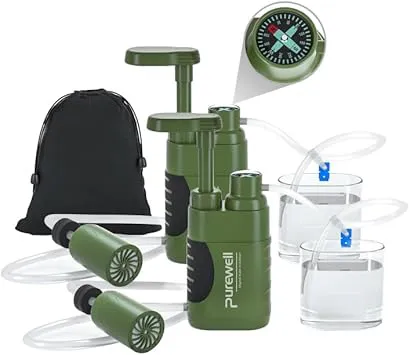 Bild von Purewell Wasserfilterpumpe mit austauschbarem Kohlenstofffilter und 0,01 Mikron Filtration, 4 Filterstufen, tragbar für Camping und Outdoor-Notfälle