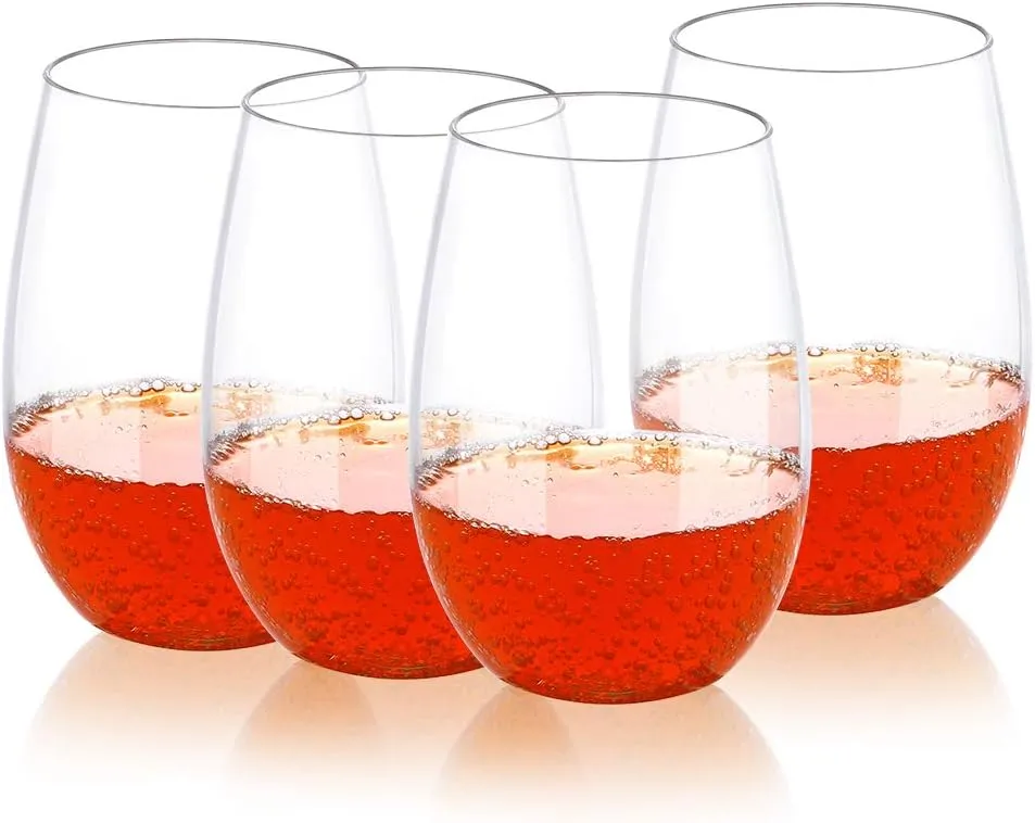 Bild von QHYK 4er Set unzerbrechliche Saftgläser aus BPA-freiem Kunststoff mit 453 ml Fassungsvermögen für Partys und Outdoor-Aktivitäten