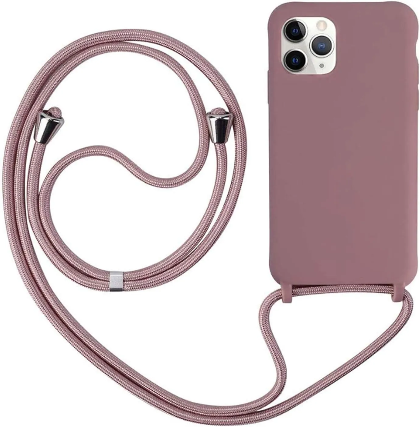 Bild von Ququcheng Hülle für iPhone 12 und 12 Pro in Rosa Gold mit Handykette und TPU Bumper