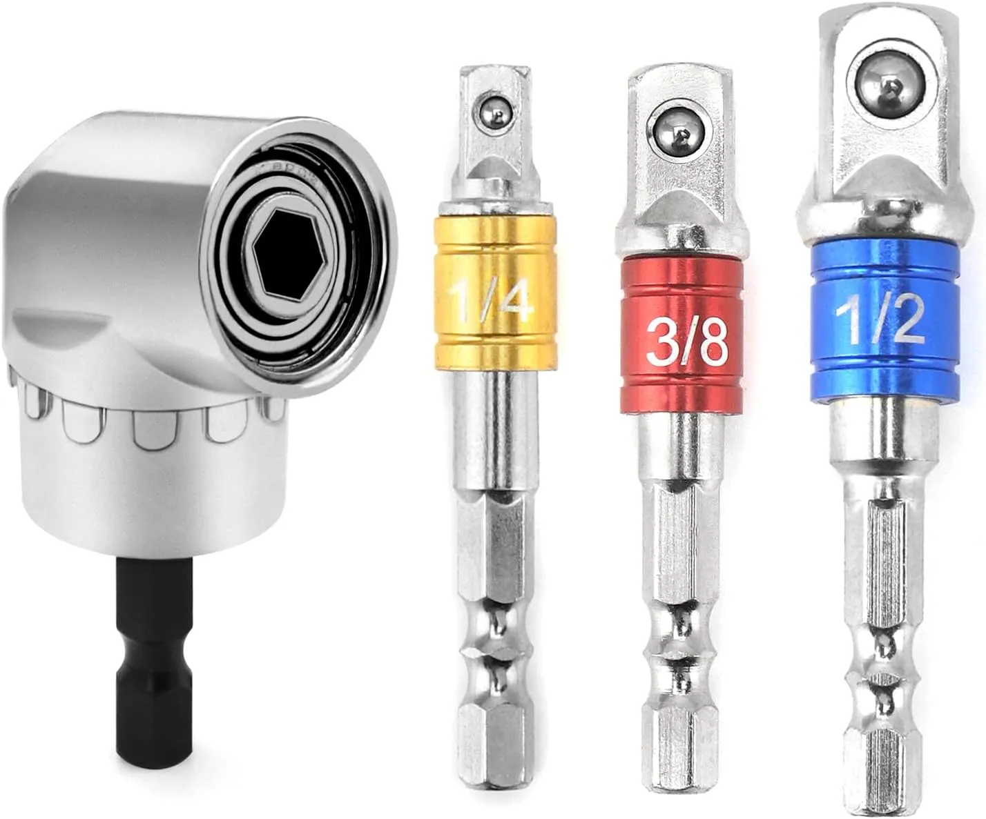 Bild von QWORK Winkelschrauber Adapter mit 3 Stecknussadaptern