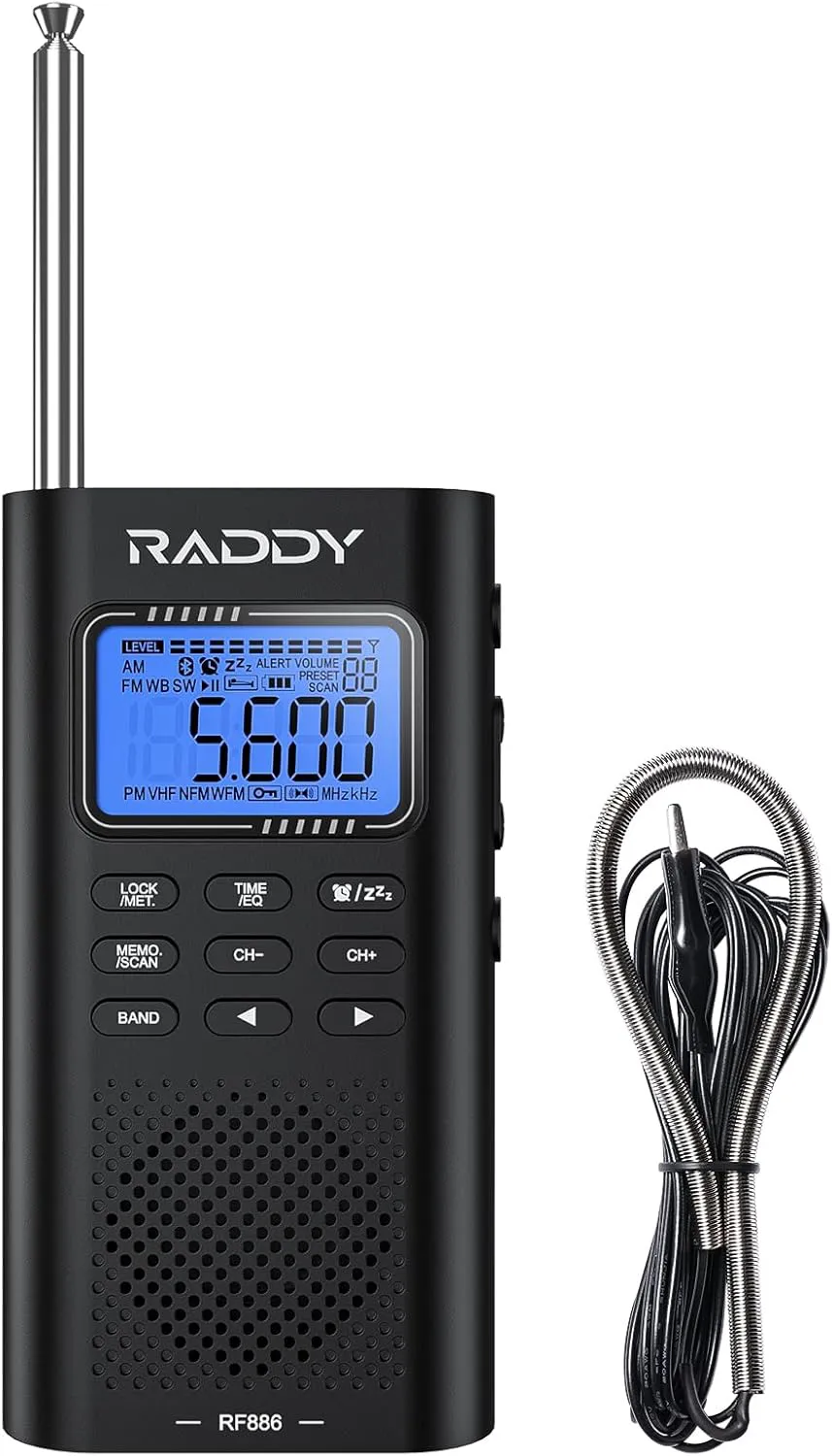 Bild von Raddy RF886 Tragbares Kurzwellenradio mit AM, FM und Bluetooth Lautsprecher sowie 3 Meter externer Antenne