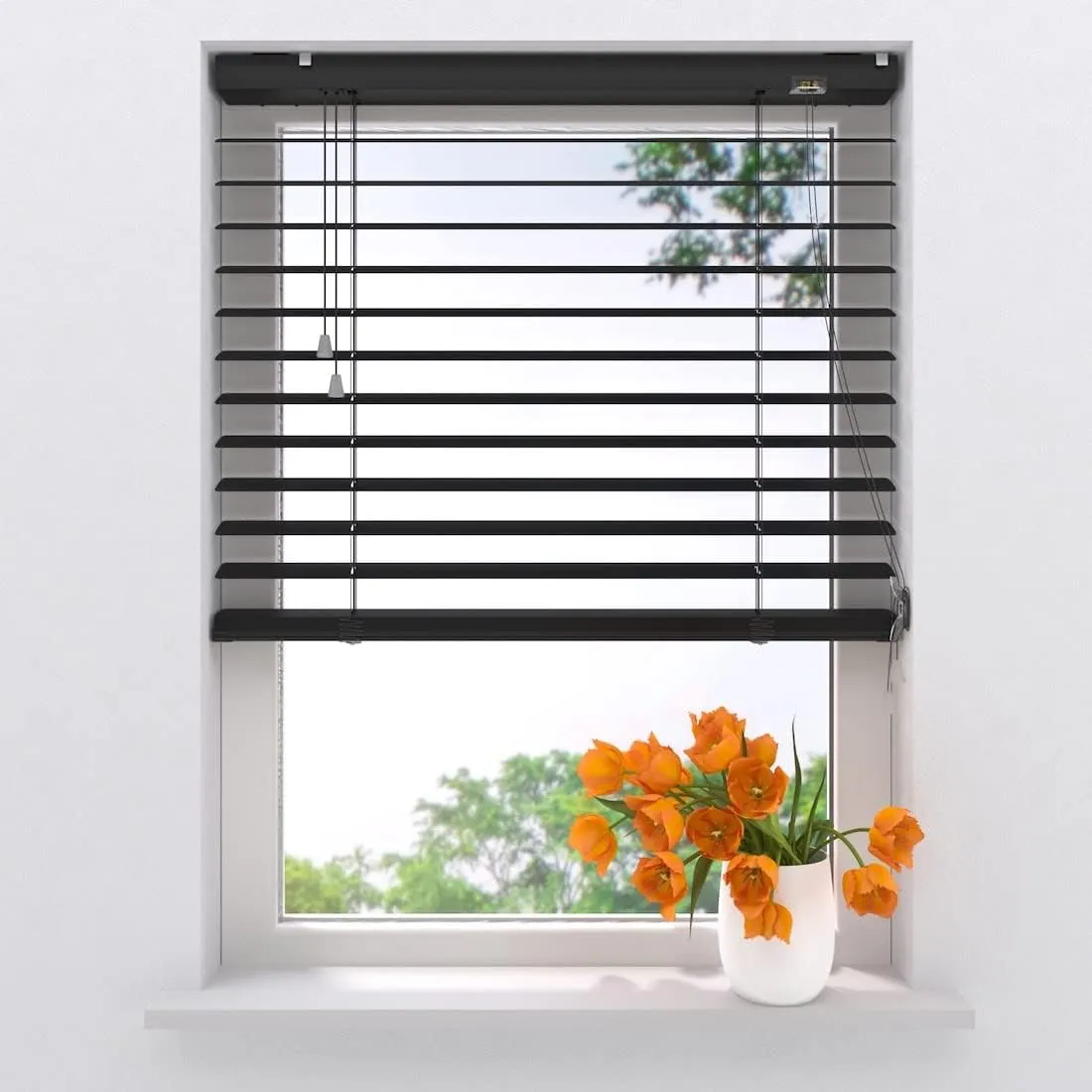 Bild von RADECO Aluminium Jalousie 130 x 180 cm in Schwarz mit 50 mm Lamellen