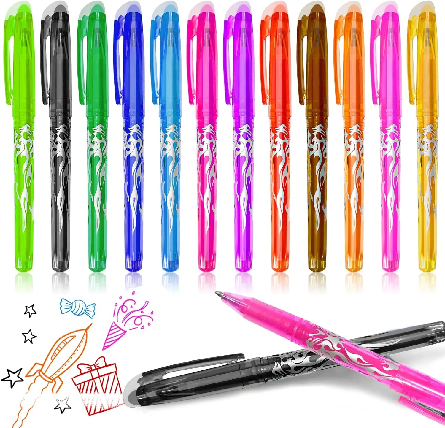 Bild von Radierbarer 12er Gelstift Set mit 0,5 mm Tinte für Schule und Büro