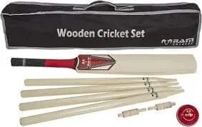 Bild von Ram Cricket Set für Senioren in Größe Harrow aus Holz mit Wicket, Ball, Tasche und Stumps