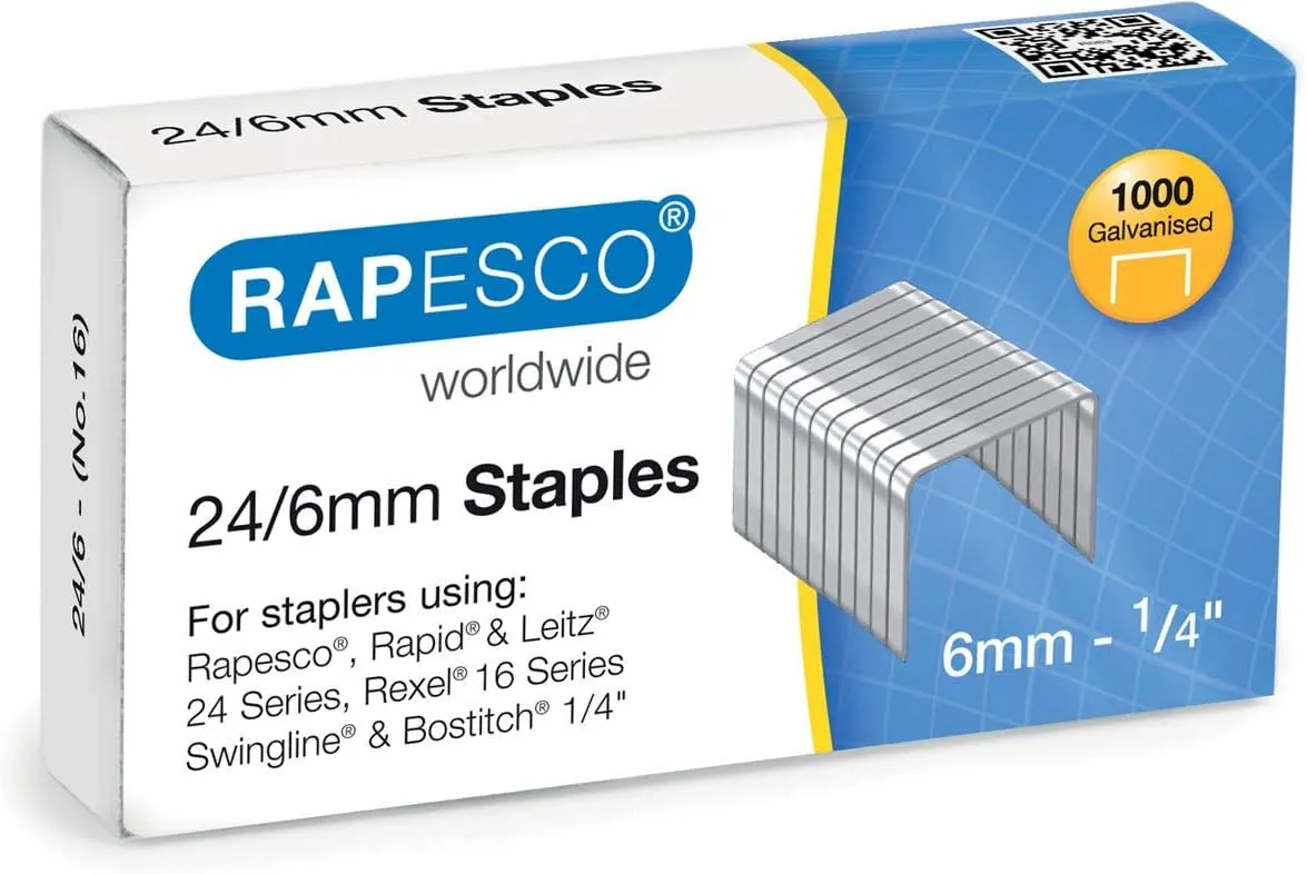 Bild von Rapesco Heftklammern 24/6 mm verzinkt, 1000 Stück