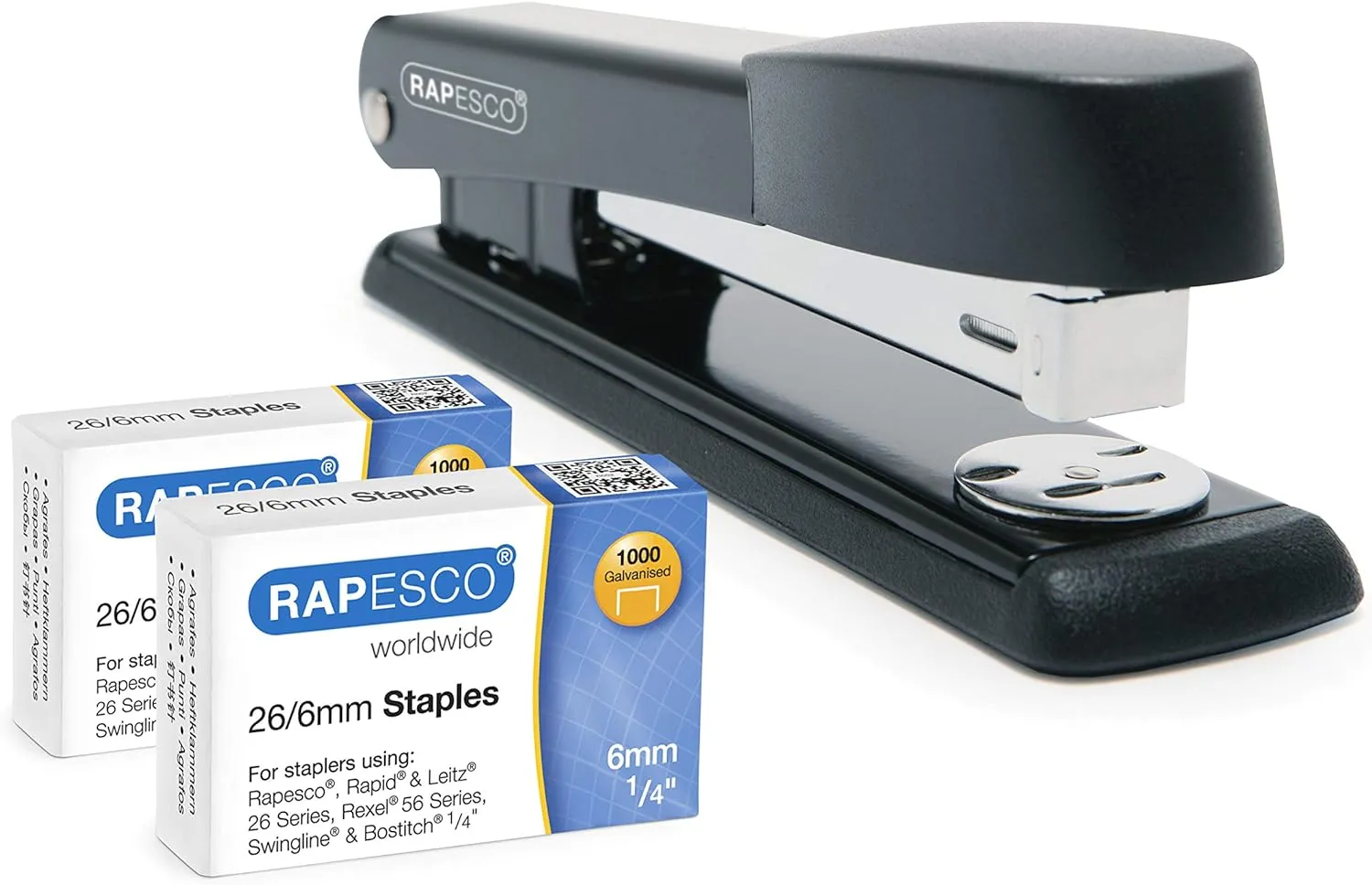 Bild von Rapesco Marlin 1602 Antibakterielles Heftgerät in Schwarz mit 25 Blatt Heftleistung und 2000 Heftklammern