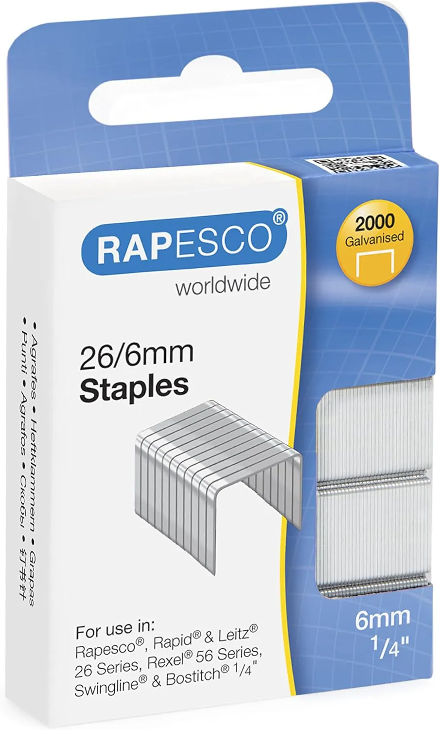 Bild von Rapesco S2662MA3 verzinkte Heftklammern 26/6 mm, 2000 Stück