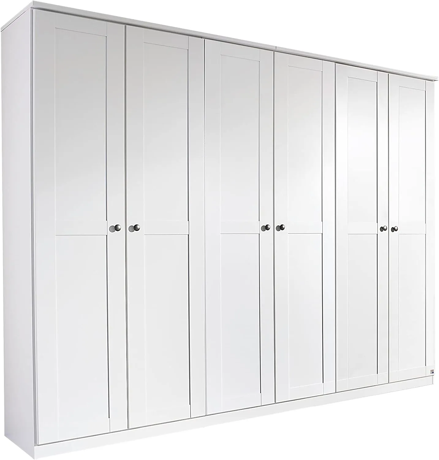 Bild von Rauch Möbel Rosenheim 6-türiger Kleiderschrank in Weiß mit Kranzblende und Zubehörpaket, Maße 271x212x58 cm