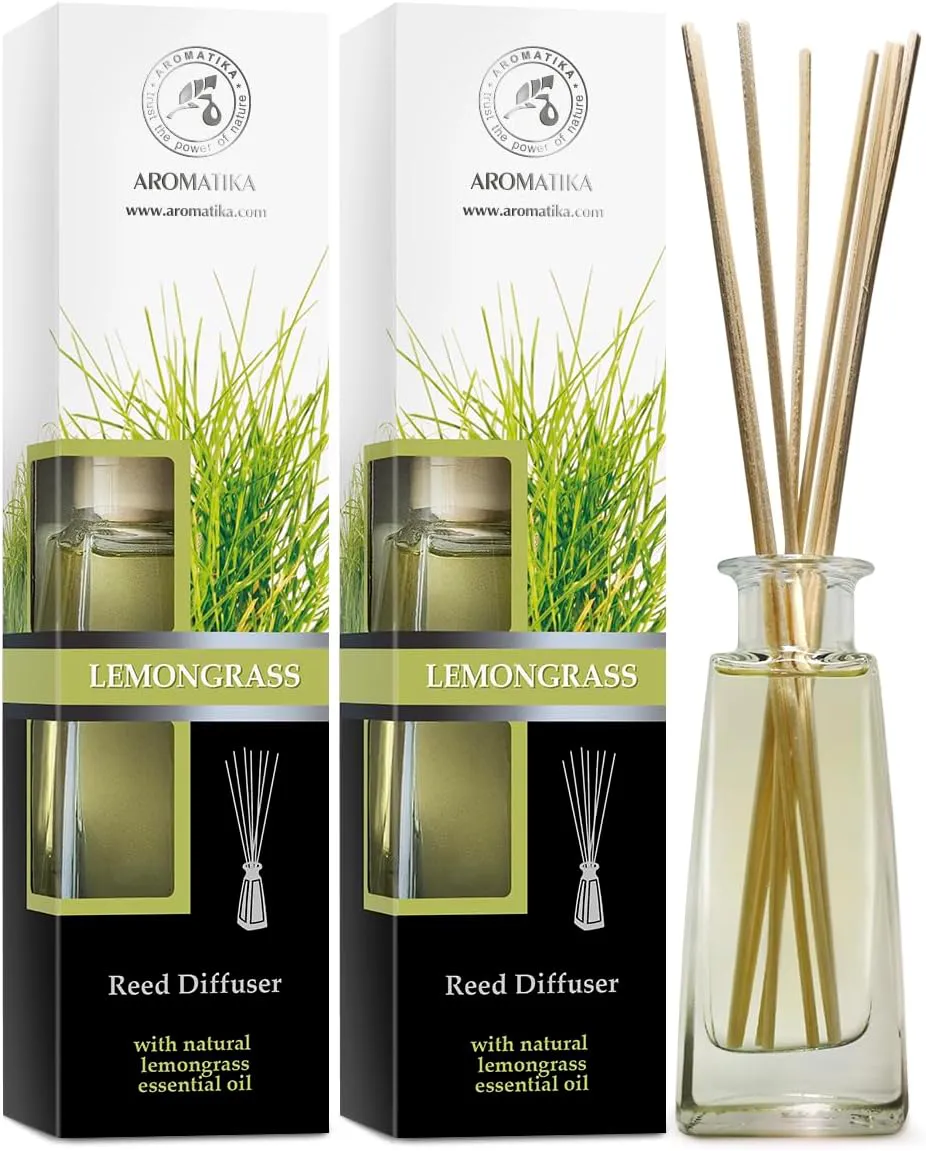 Bild von Raumduft Diffuser Set mit 2x100ml ätherischem Lemongras Öl und Stäbchen