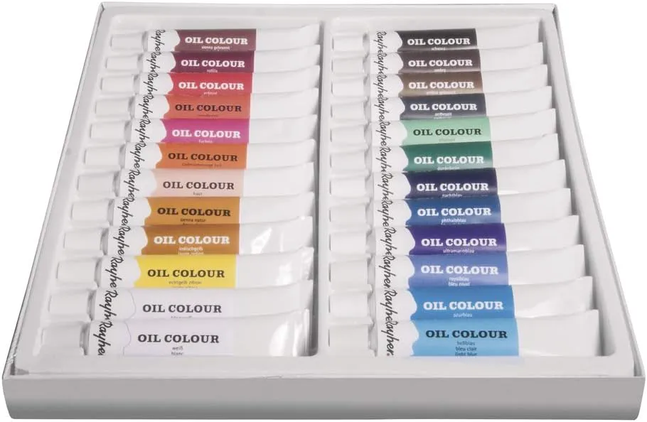Bild von Rayher Hobby Ölfarben-Set mit 24 Farben, jeweils 12 ml, ideal für Keilrahmen und Leinwand