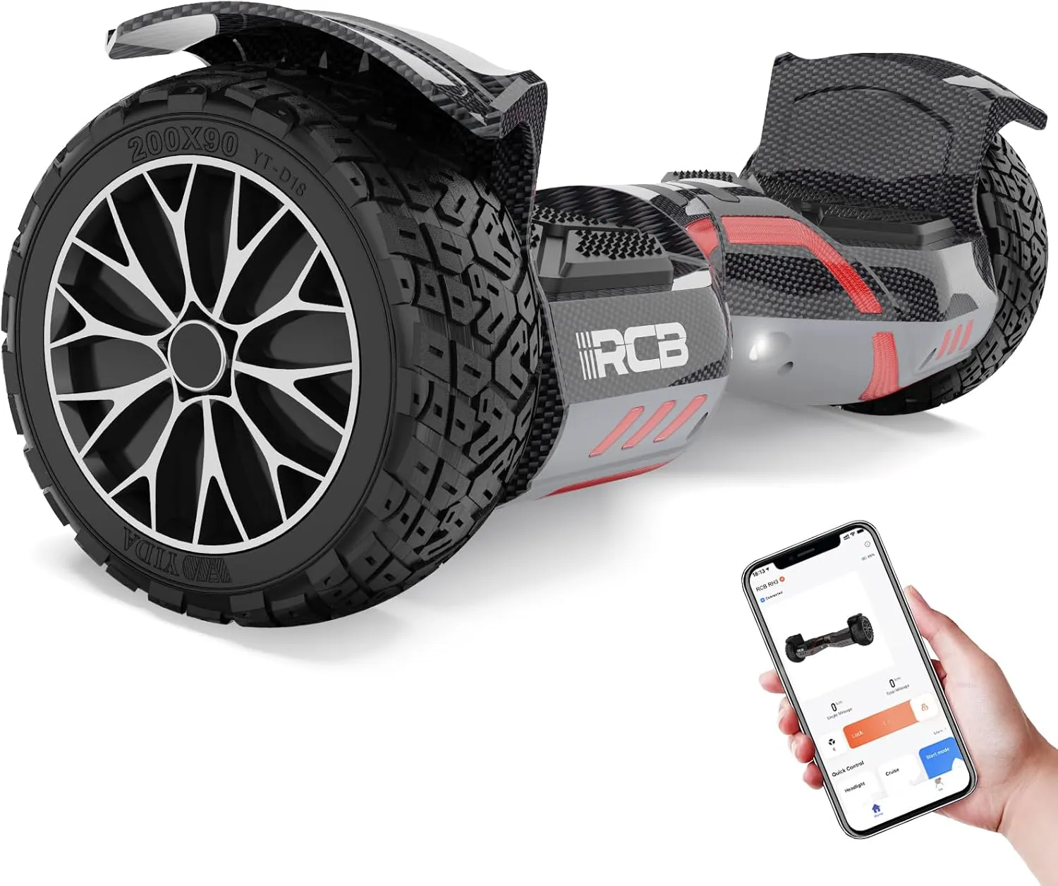 Bild von RCB 8,5 Zoll All Terrain Hoverboard mit LED und Bluetooth Lautsprecher, geeignet für Kinder und Erwachsene