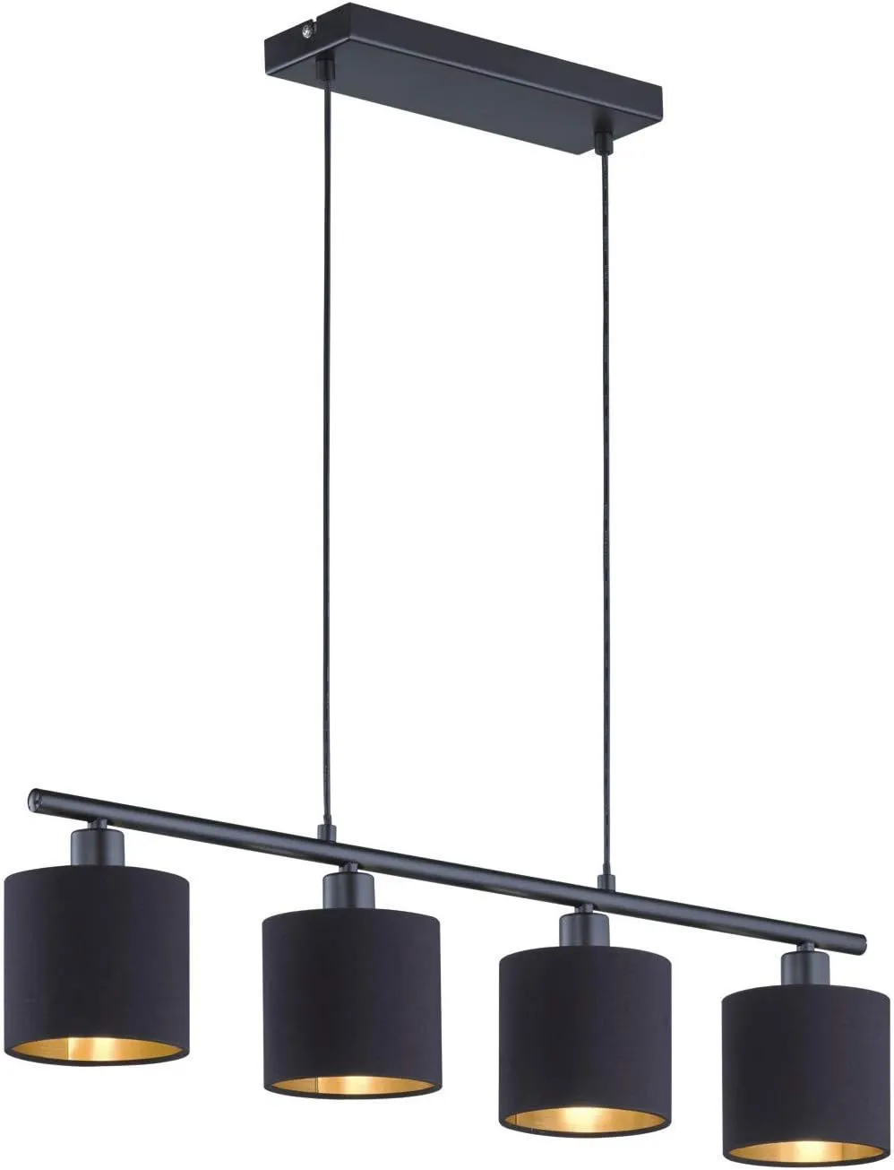 Bild von Reality Leuchten Tommy Pendelleuchte R30334079 aus schwarzem Metall mit Stoffschirm