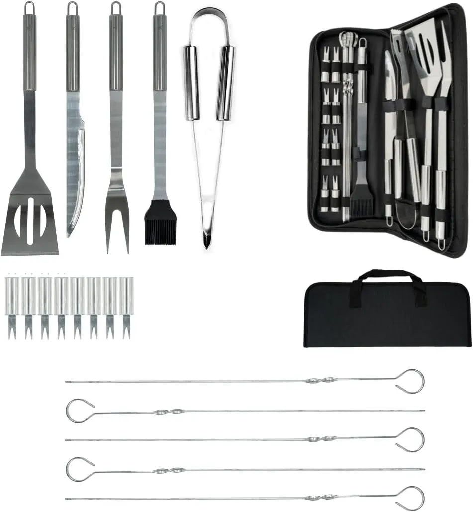 Bild von Recalma 18-teiliges Grillbesteck Set aus Edelstahl mit Tasche und Zubehör für Smoker