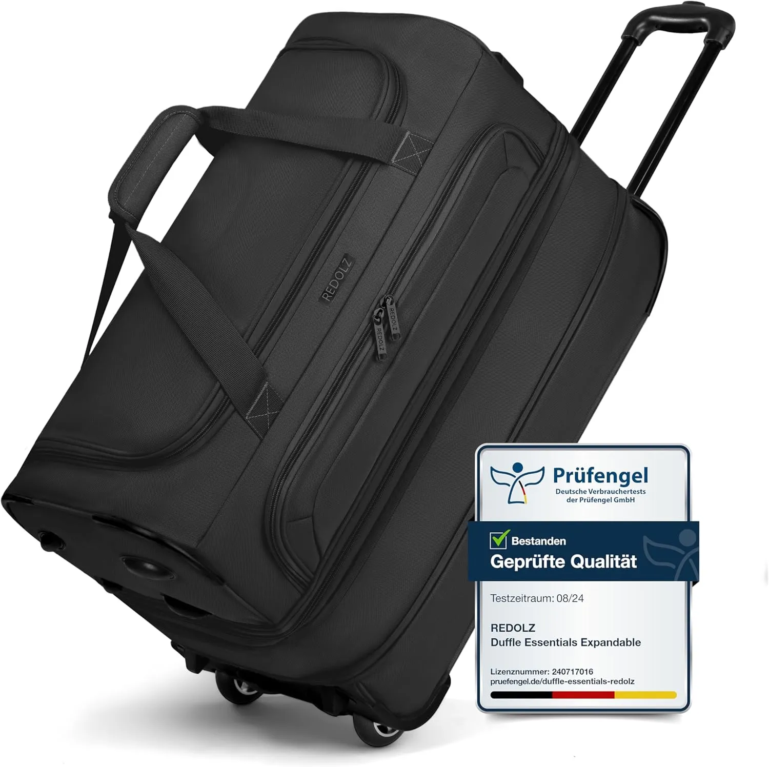 Bild von REDOLZ Medium Trolley Reisetasche mit 2 Rollen und erweiterbarem Volumen von 51 auf 64 Litern, 55 cm groß, inklusive extra Bodenfach