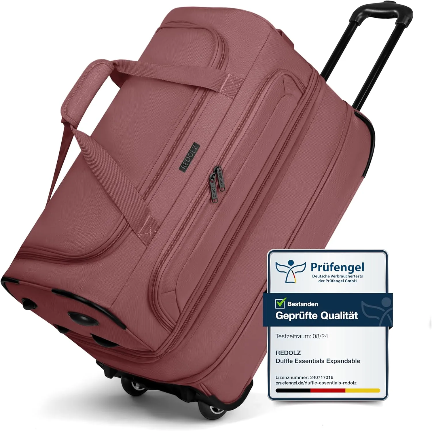 Bild von REDOLZ Medium Trolley Reisetasche mit 2 Rollen und erweiterbarem Volumen von 51 auf 64 Litern, 55 cm groß, mit extra Bodenfach