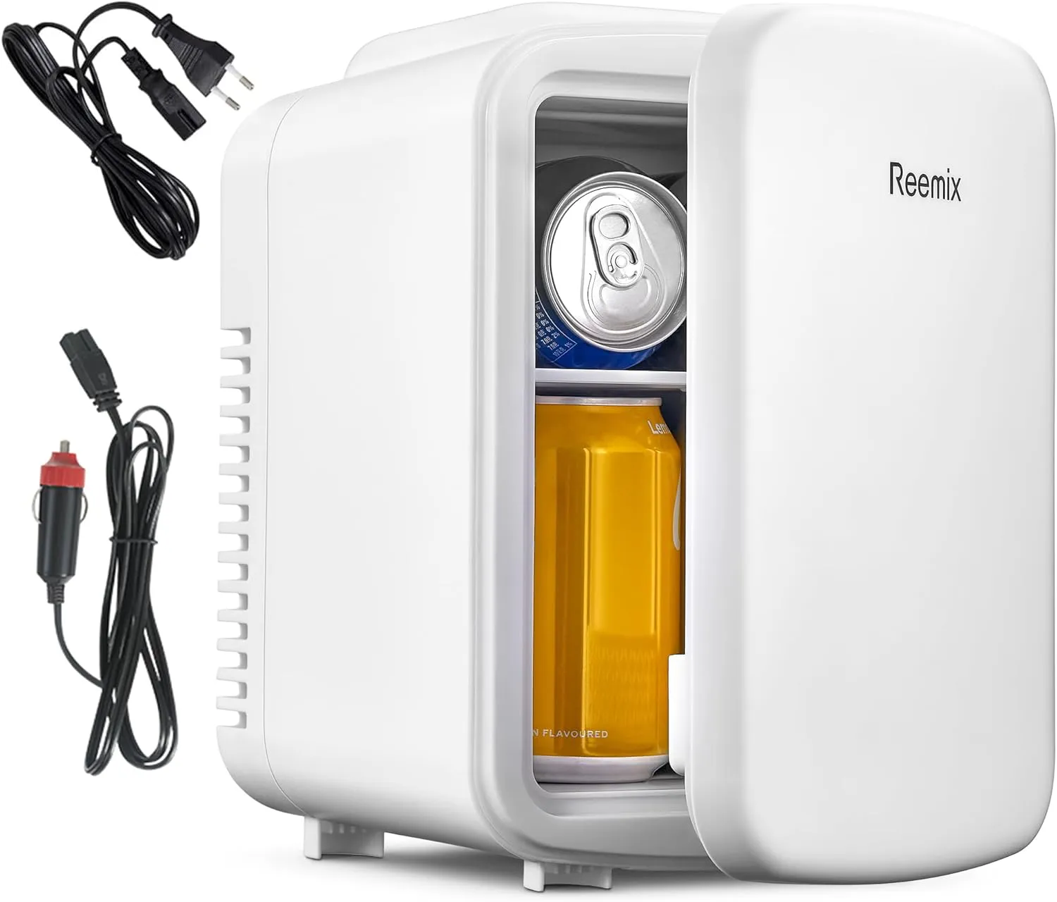 Bild von Reemix Mini-Kühlschrank mit 4 Litern für 6 Dosen, tragbar und vielseitig einsetzbar für Hautpflege, Getränke und Lebensmittel, ideal für Schlafzimmer, Büro und Auto, freonfrei in Weiß