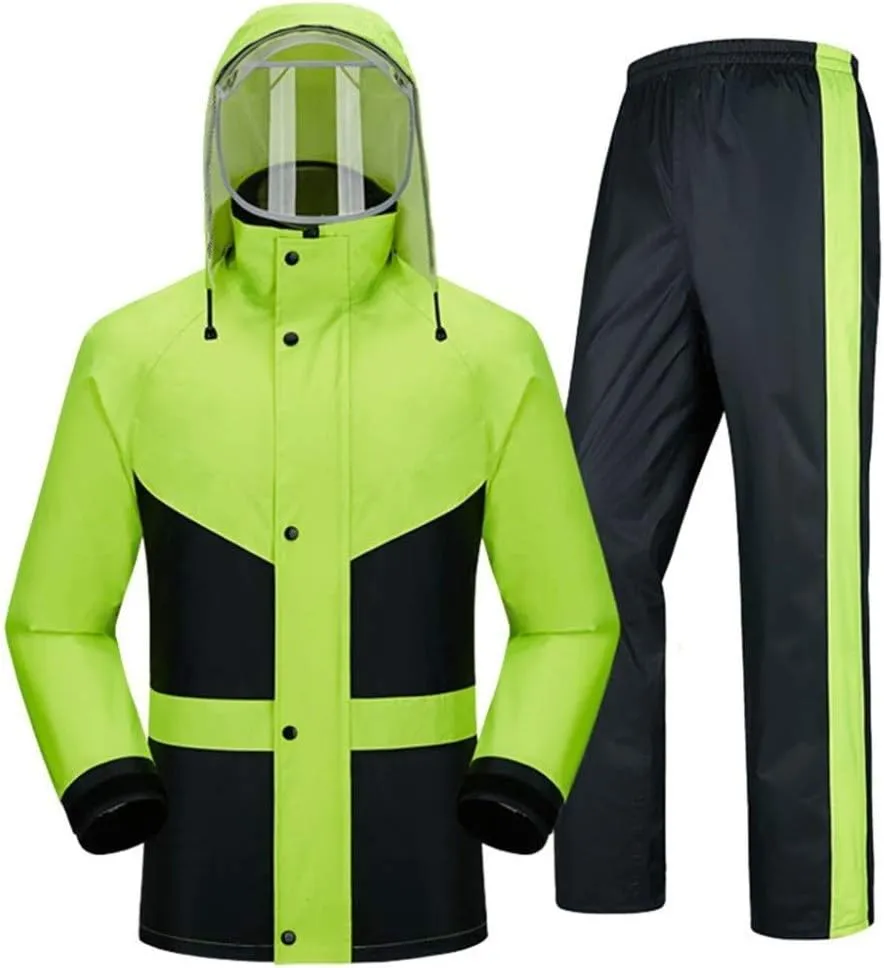 Bild von Regenanzug Set für Herren und Damen mit wasserdichter Jacke und Hose, winddicht und hochsichtbar, ideal für Arbeit, Motorrad, Golf und Angeln