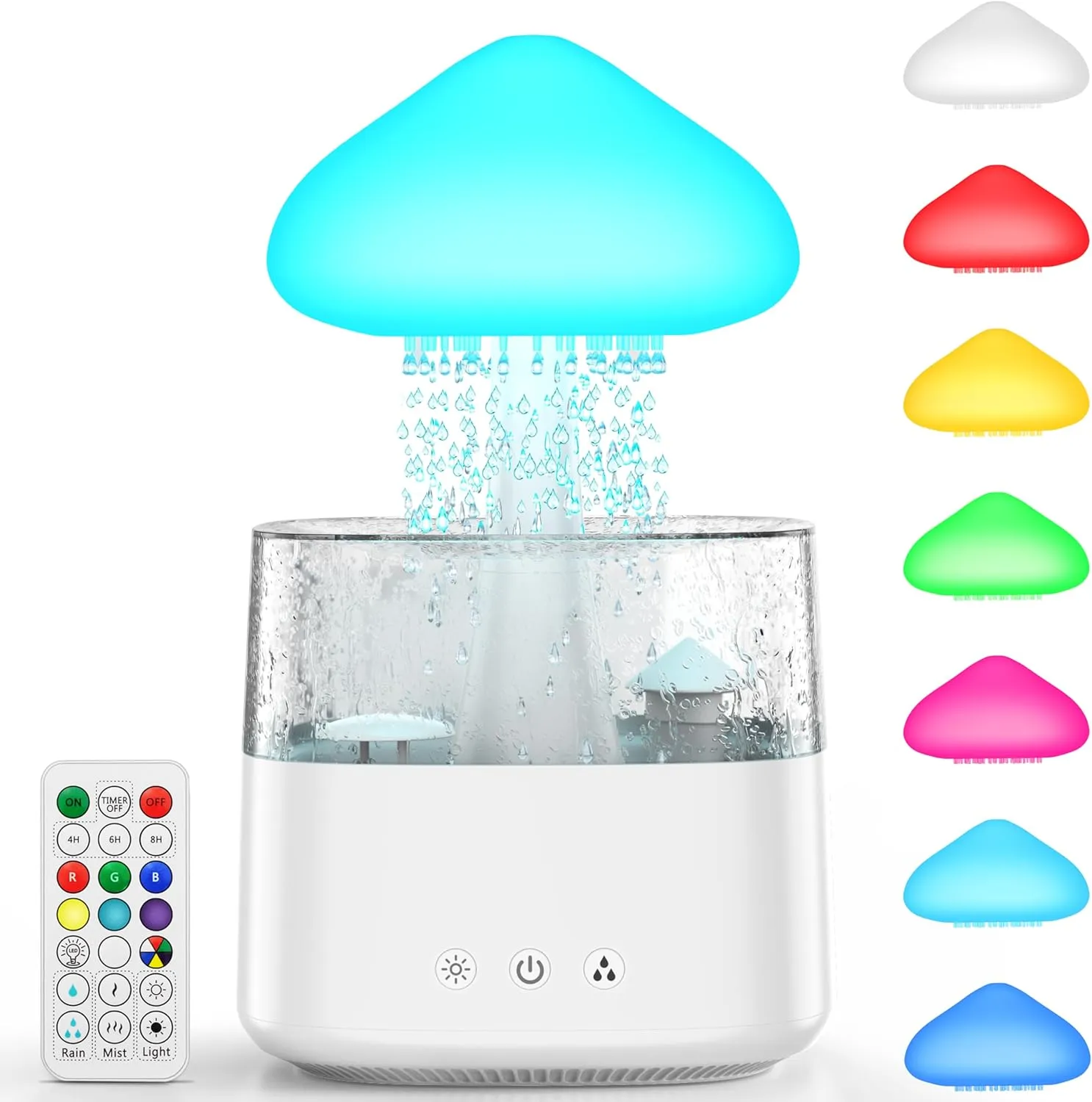 Bild von Regenwolken Luftbefeuchter mit 450 ml, Fernbedienung, 3 Modi, 7 Farben und LED-Lichtern für Schlafzimmer
