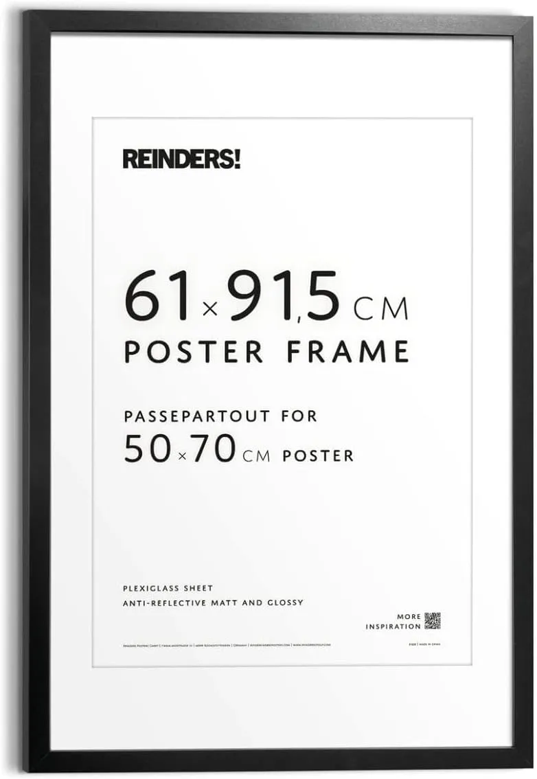 Bild von REINDERS Bilderrahmen in Schwarz mit Passepartout für Poster 61x91,5 cm