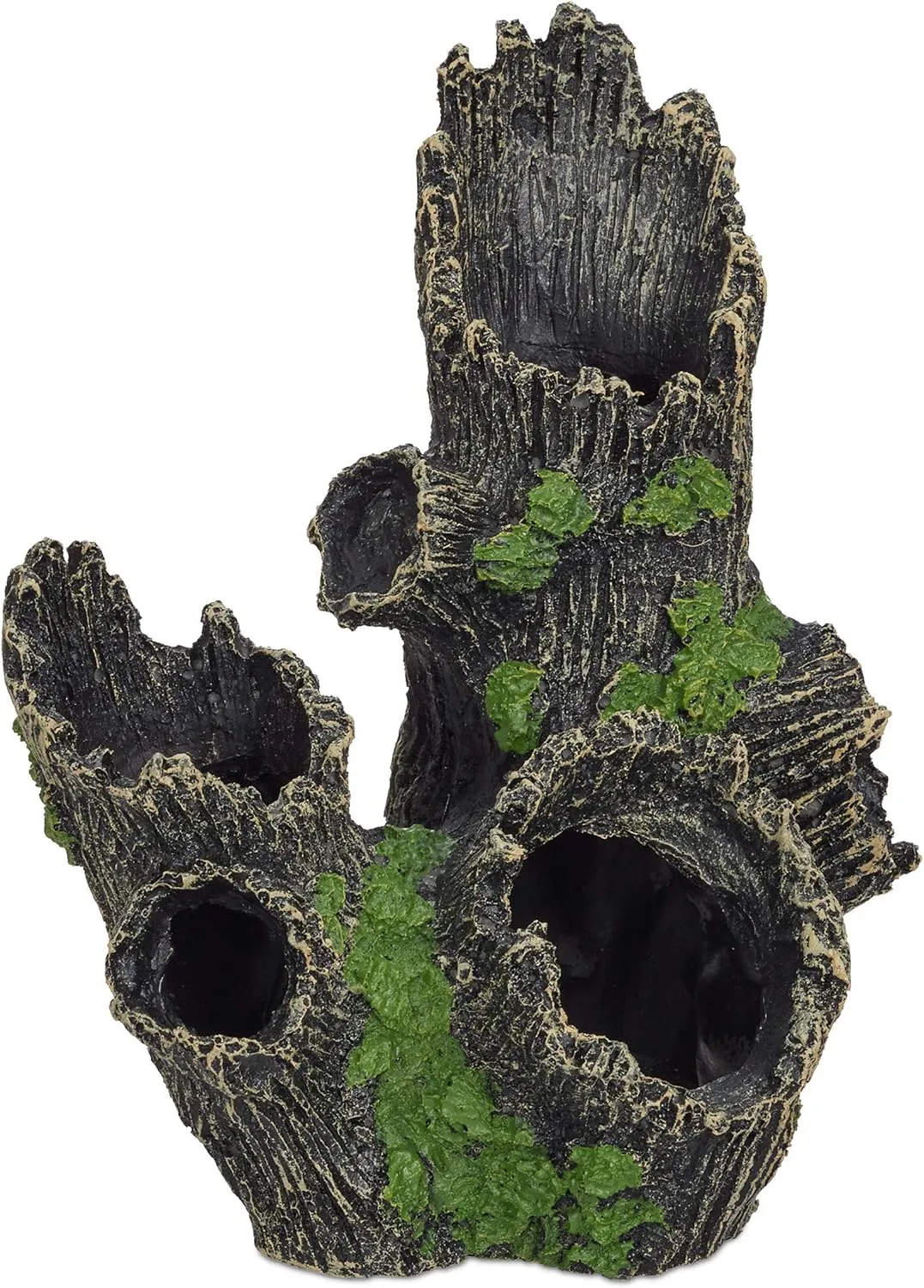 Bild von Relaxdays Baumstamm Höhle für Aquarien in Natur-Optik, 16,5 x 15,5 x 11 cm, schwarz-grün