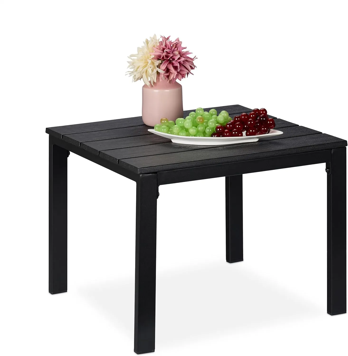 Bild von Relaxdays Beistelltisch für Balkon und Garten, wetterfest, 39x52x48 cm, schwarz