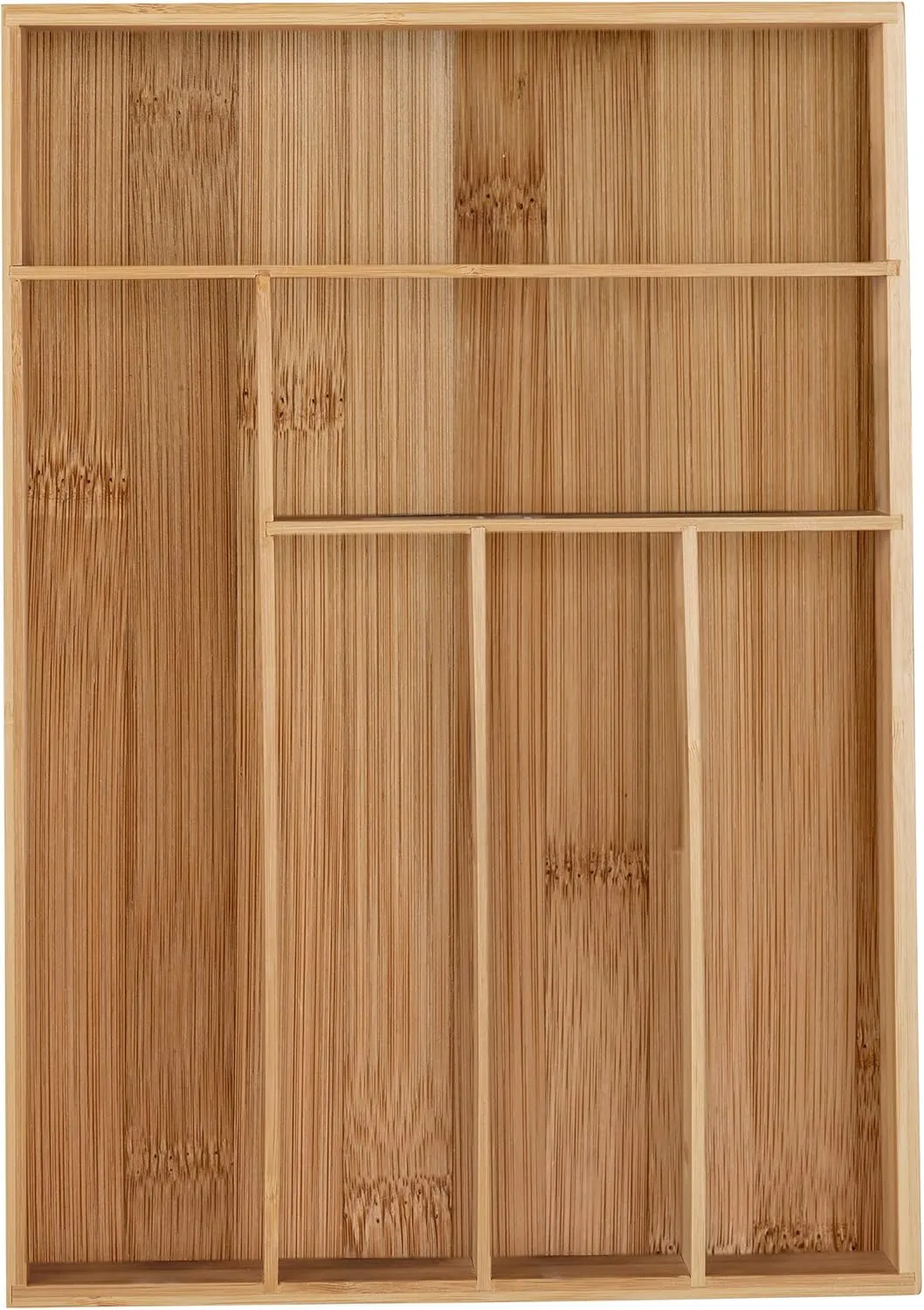 Bild von Relaxdays Besteckkasten aus Bambus mit 6 Fächern, Maße 5 x 30,5 x 43 cm, in Naturfarbe