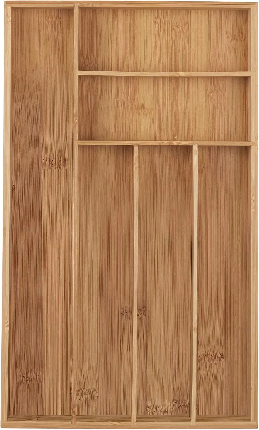 Bild von Relaxdays Besteckkasten aus Bambus mit 6 Fächern, schmal, 5 x 27,5 x 46 cm