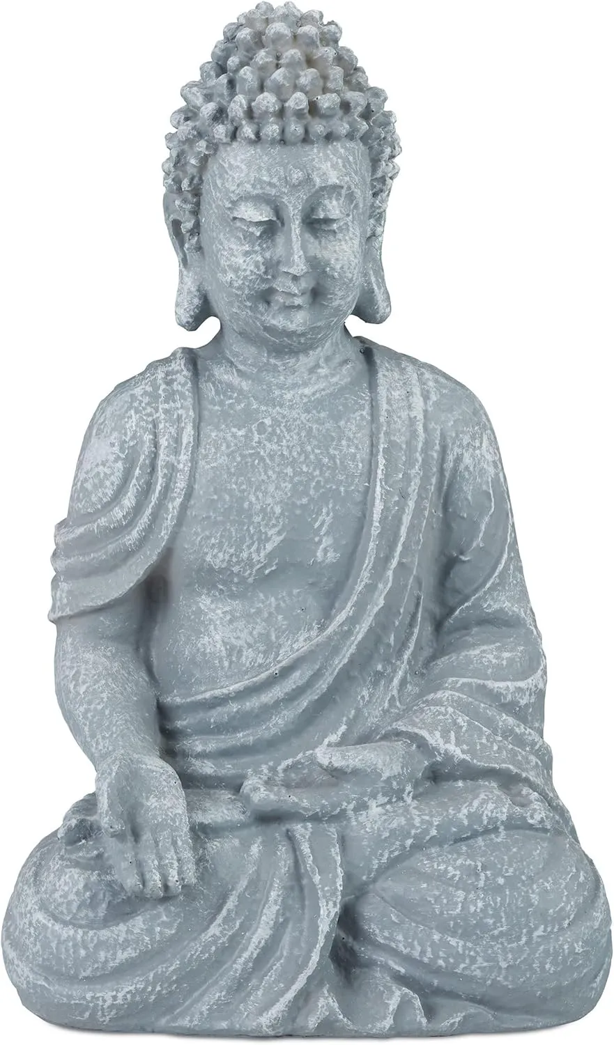 Bild von Relaxdays Buddha Figur sitzend mit 30 cm aus wetterfestem Polyresin in hellgrau
