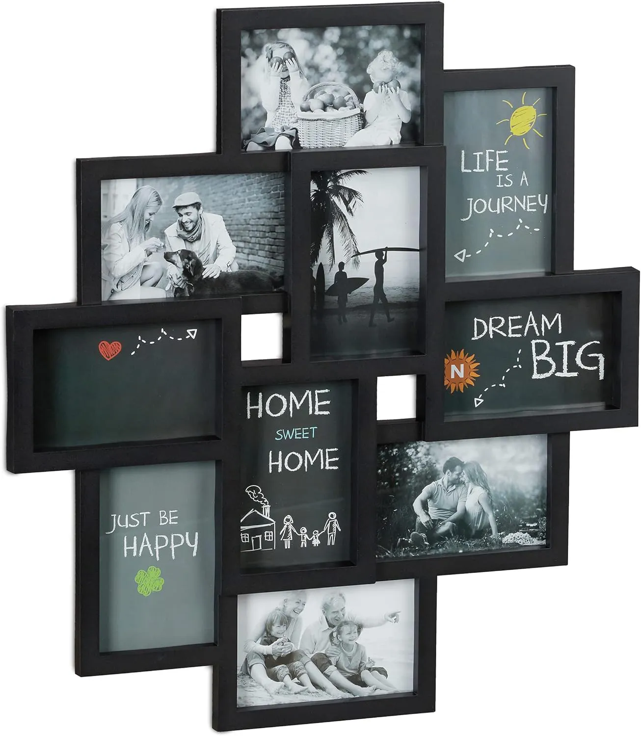 Bild von Relaxdays Collagen Bilderrahmen für 10 Bilder in Schwarz, 55 x 50 cm, für Hoch- und Querformat