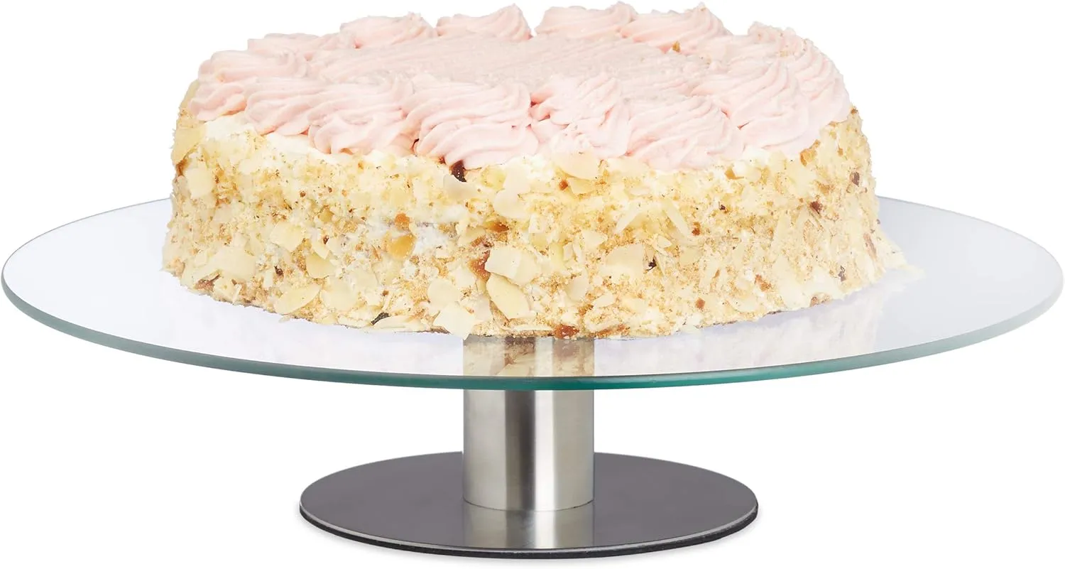 Bild von Relaxdays drehbare Tortenplatte Ø30cm transparent für Kuchen und Dekoration