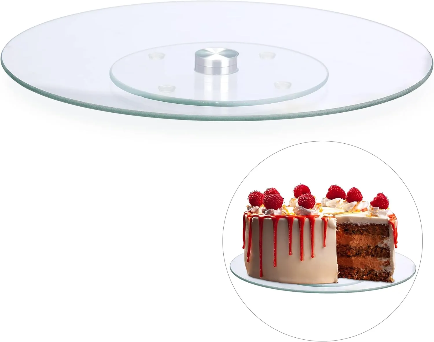 Bild von Relaxdays drehbare Tortenplatte aus Glas mit 30 cm Durchmesser, transparent, ideal zum Servieren und Dekorieren von Kuchen